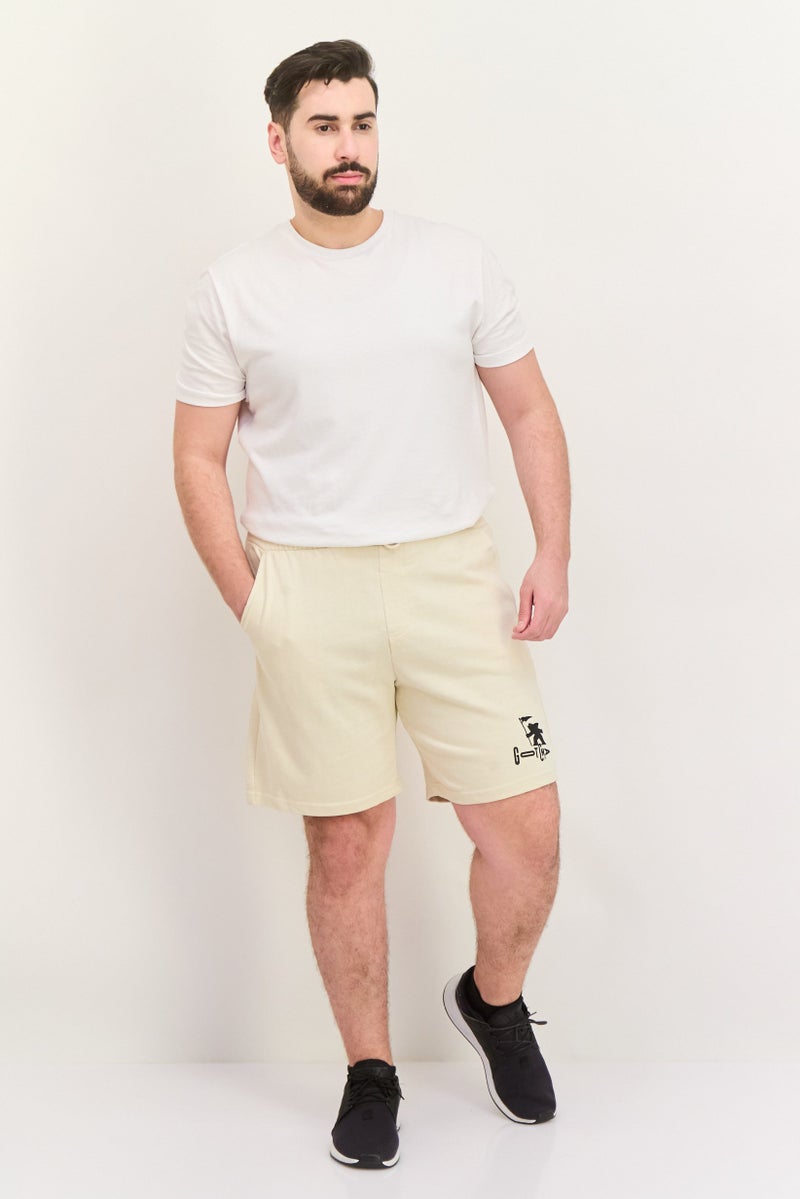 Gotcha Men Brand Logo Basic Shorts, Light Beige - Image 4
